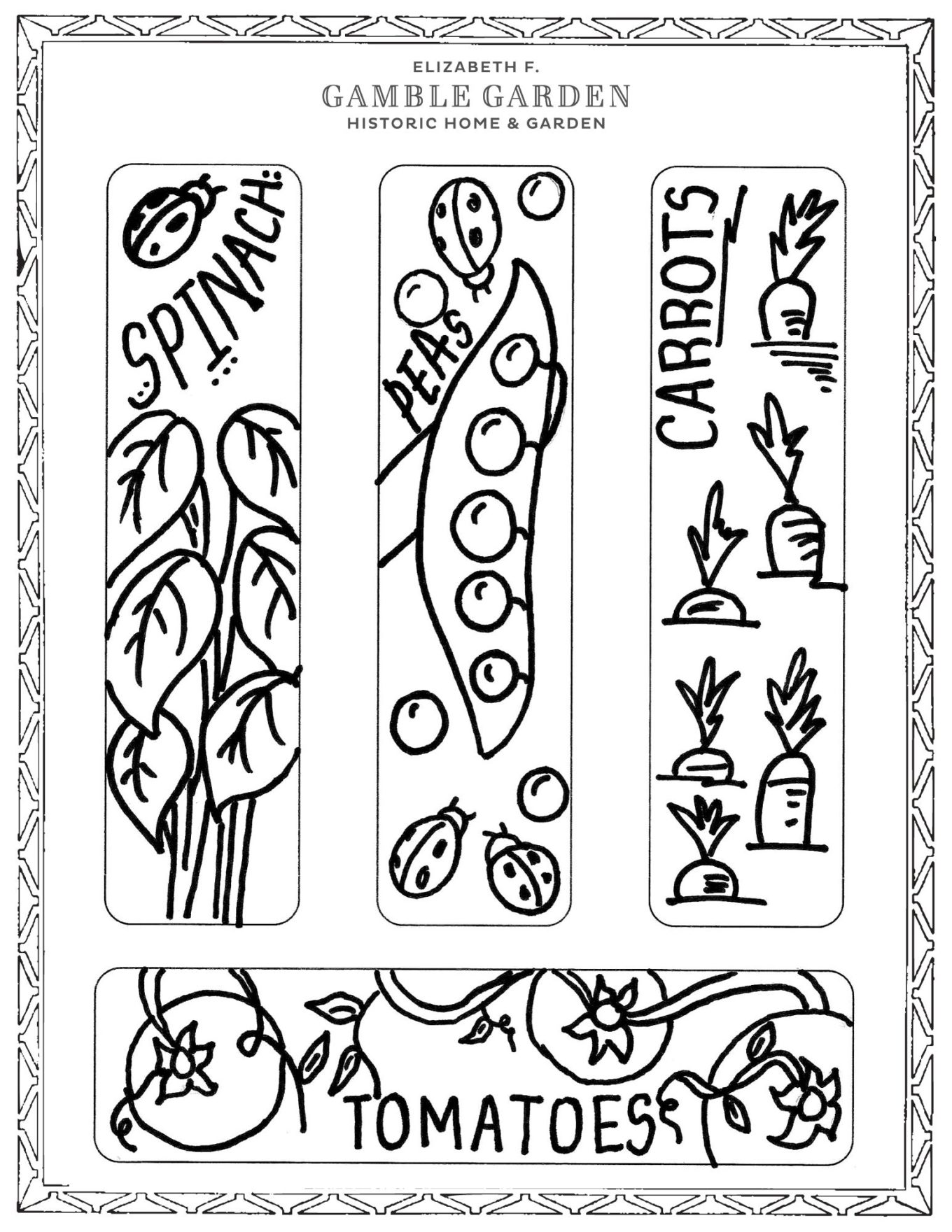 Color Your Own Veggie Bookmarks - Gamble Garden