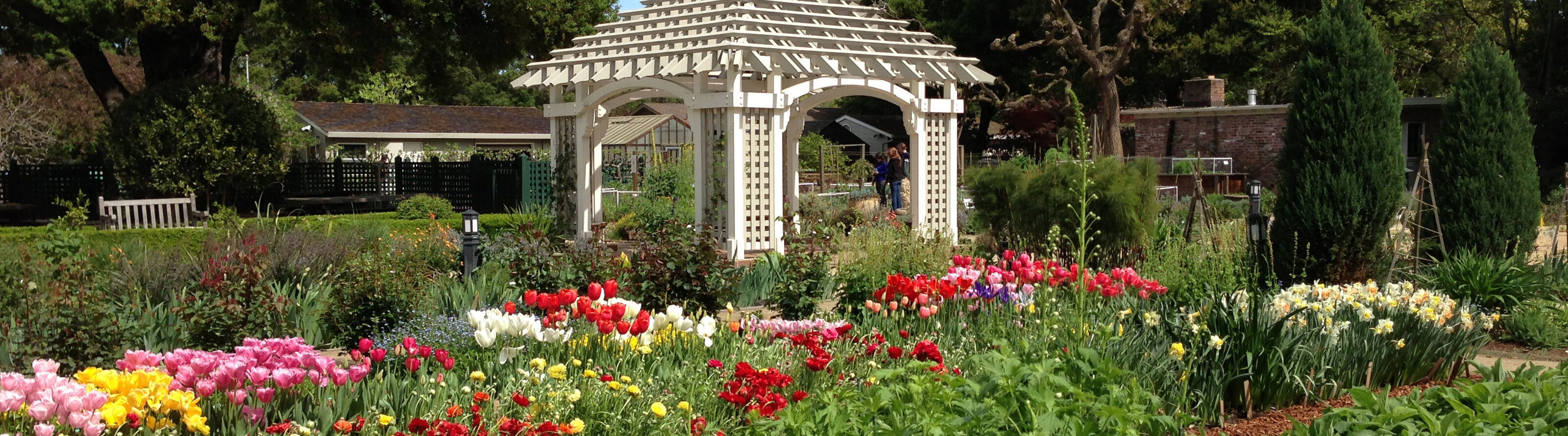 Gamble Gazebo with tulips in the foreground