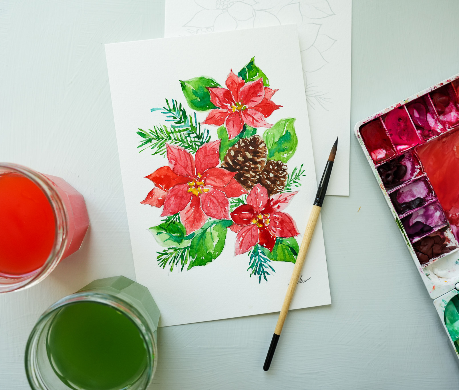 Holiday Bouquet in Watercolor Workshop