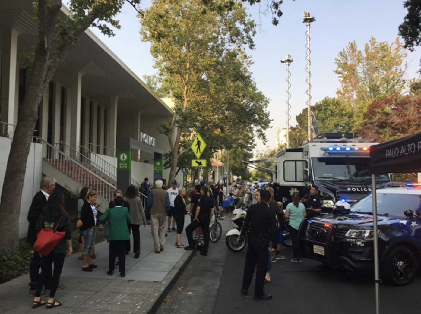 police and neighbors mingling
