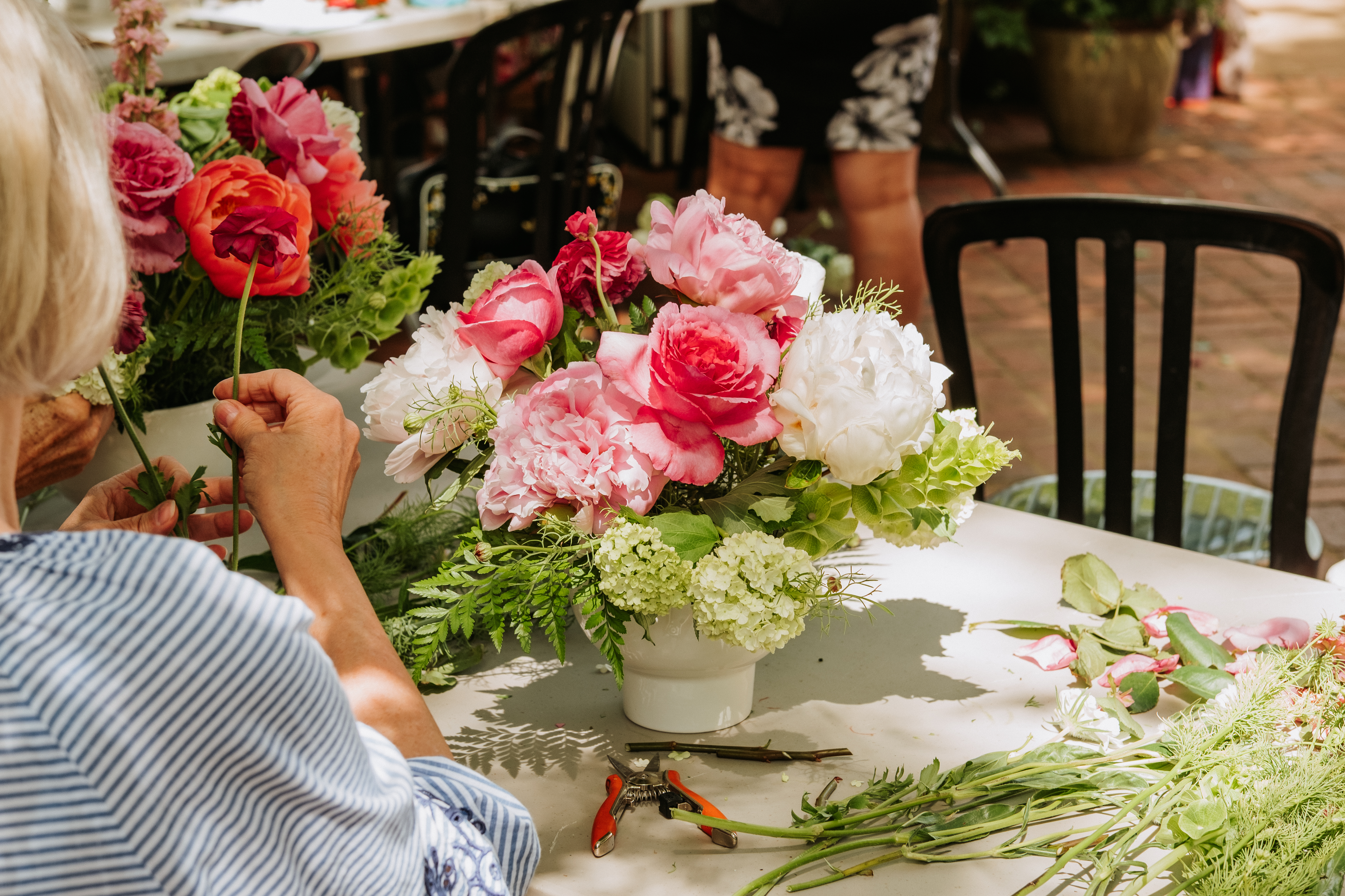 Peony flower arranging